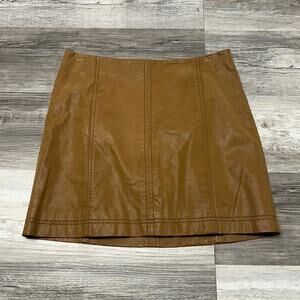 Free People Tan Womens 8 Back Zip Faux‎ Leather Winter Casual A-Line Mini Skirt